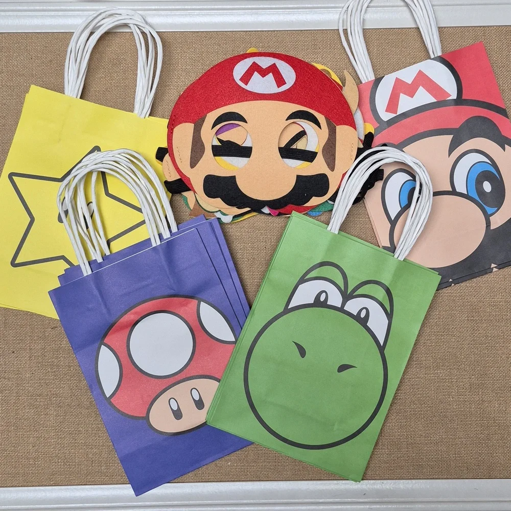 Mario Birthday Party Favors 28PCS ▪ BONUS: 52pcs Valentine's Day Cards Keychains